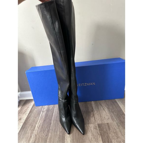 Stuart Weitzman Saloon Leather Wedge Boots - Picture 8 of 9